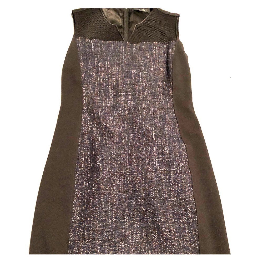 Tahari shift mixed fabric dress